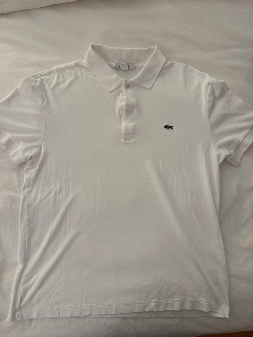 Lacoste White Polo with Green Crocodile Emblem - Picture 3 of 3